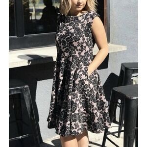 EFFIE'S HEART FLORAL FLEECE DRESS Back Zip Women Medium Vintage‎ Inspired Retro